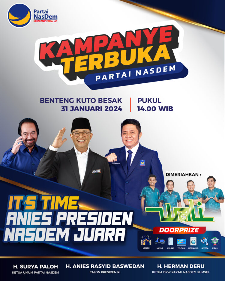 Kampanye Terbuka NasDem di BKB Palembang Pada 31 Januari 2024