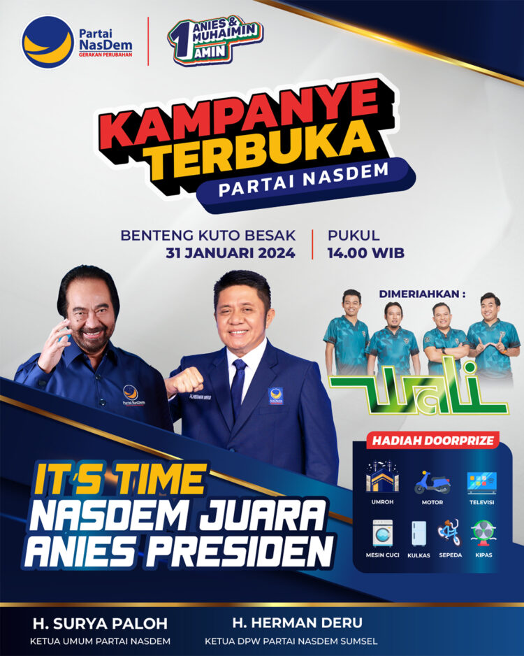 Ikut Kampanye NasDem Sumsel Bisa Dapat Motor Hingga Umroh, Catat Jadwalnya!