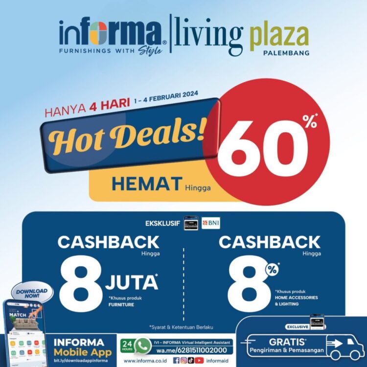 Februari Happy, Informa Living Plaza Palembang Tawarkan Promo Cashback Hingga Rp8 Juta