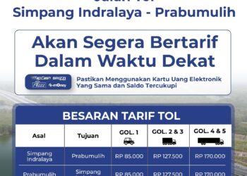 Jalan Tol Indralaya-Prabumulih Segera Bertarif, Segini Harganya