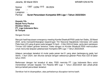 Pertandingan Pekan ke-31 BRI Liga 1 Resmi Ditunda