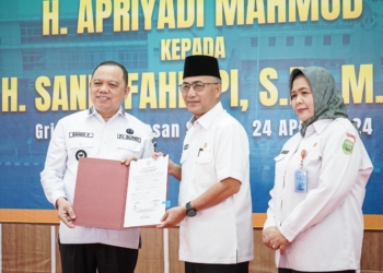 Sertijab, Apriyadi Siap Dukung Penuh Pj Bupati Muba Sandi Fahlepi