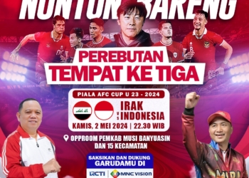 Pj Bupati Muba Sandi Fahlepi Bersama PSSI Muba Gelar Nobar Indonesia vs Iraq