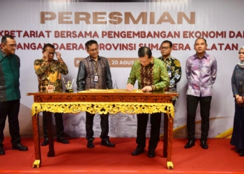 Pj Gubernur Elen Setiadi Meresmikan Sekretariat Bersama Pengembangan Ekonomi dan Keuangan Daerah Provinsi Sumsel