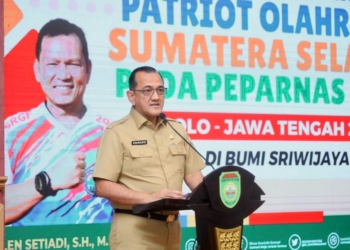 Sekda Edward Candra Sambut Dengan Sukacita Kepulangan Pahlawan Olahraga Peparnas Sumsel