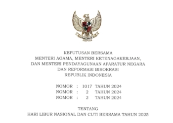 Pemerintah Tetapkan Hari Libur Nasional dan Cuti Bersama Tahun 2025