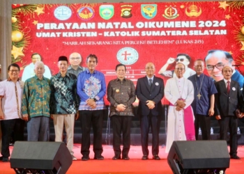 Pj Gubernur Elen Setiadi Hadiri Perayaan Natal Oikumene Kristen Katolik Sumatera Selatan 2025
