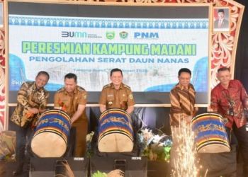 Pj Gubernur Elen Setiadi Resmikan Kampung Madani Serat Nanas Desa Bunut Muara Enim