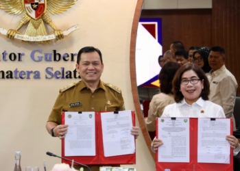 Pj Gubernur Elen Setiadi dan Kakanwil BPN Sumsel Tandatangani Kerjasama Bidang Pertanahan
