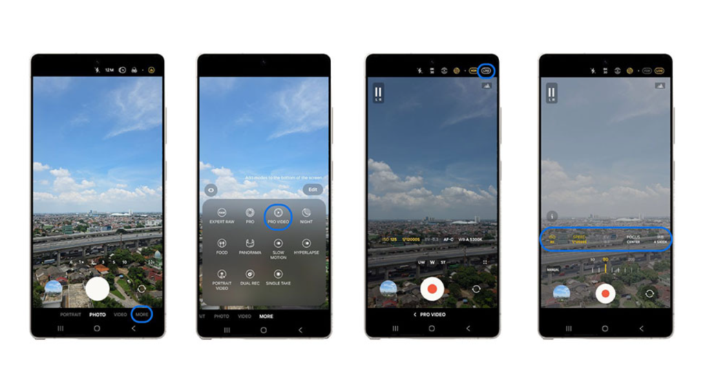 Aktifkan mode Pro Video untuk menggunakan fitur Galaxy Log