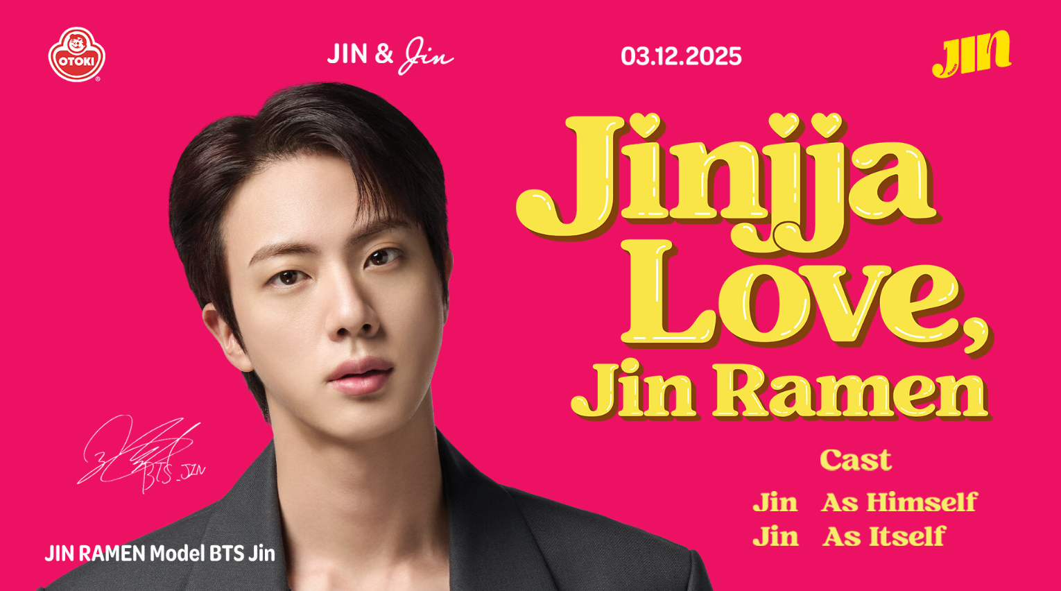 Jin BTS Bintangi Video Promosi Jin Ramen, OTOKI Luncurkan Program Global Bertema 'Real Love'