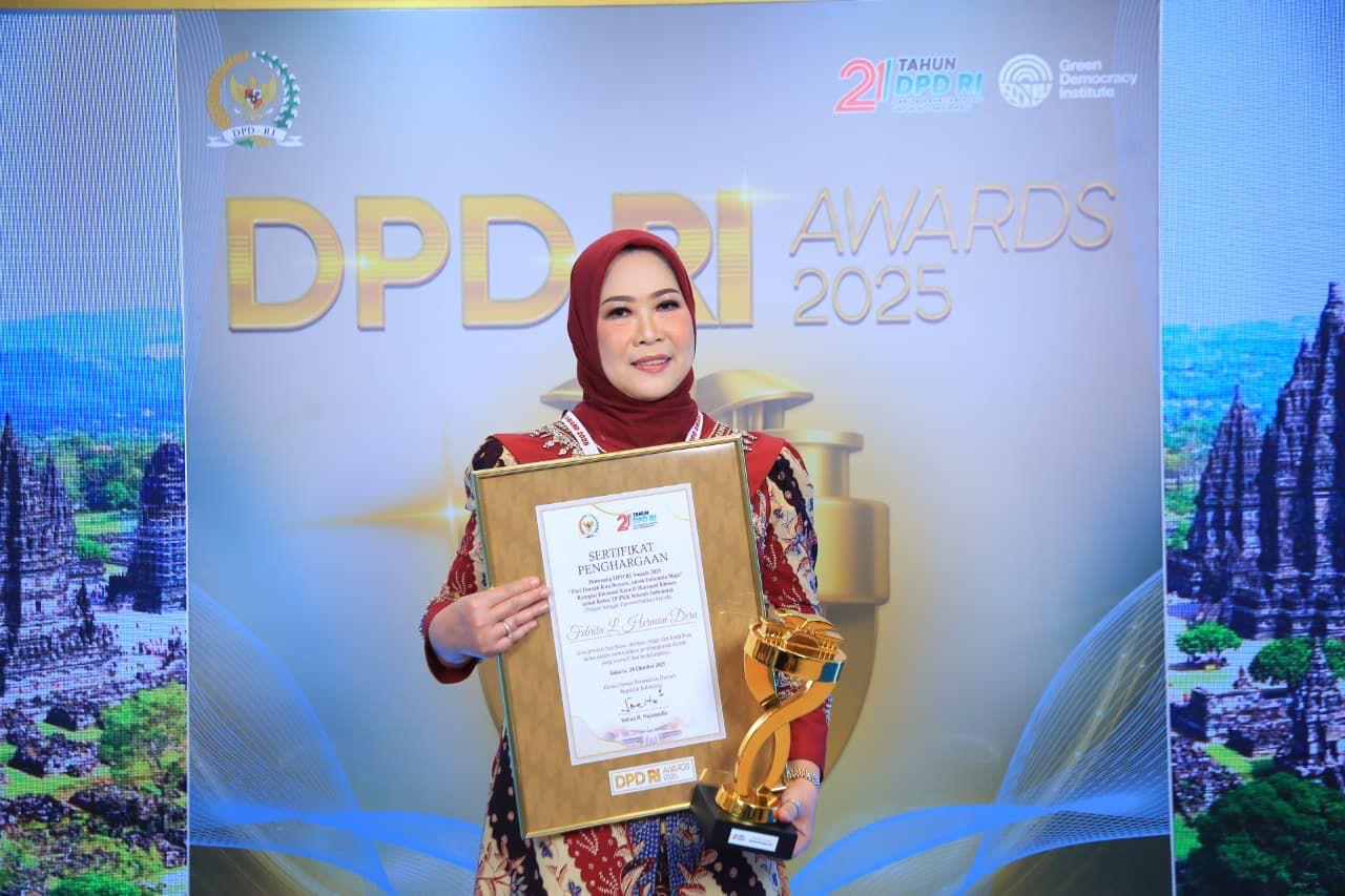 Feby Deru Raih DPD Award 2025, Dorong Perempuan Sumsel Jadi Pelopor Ekonomi dan Mandiri Pangan
