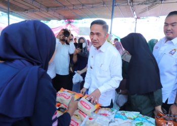 Warga Sambut Antusias, Pemkot Palembang dan HIPMI Gelar Pasar Murah di Griya Borang Indah