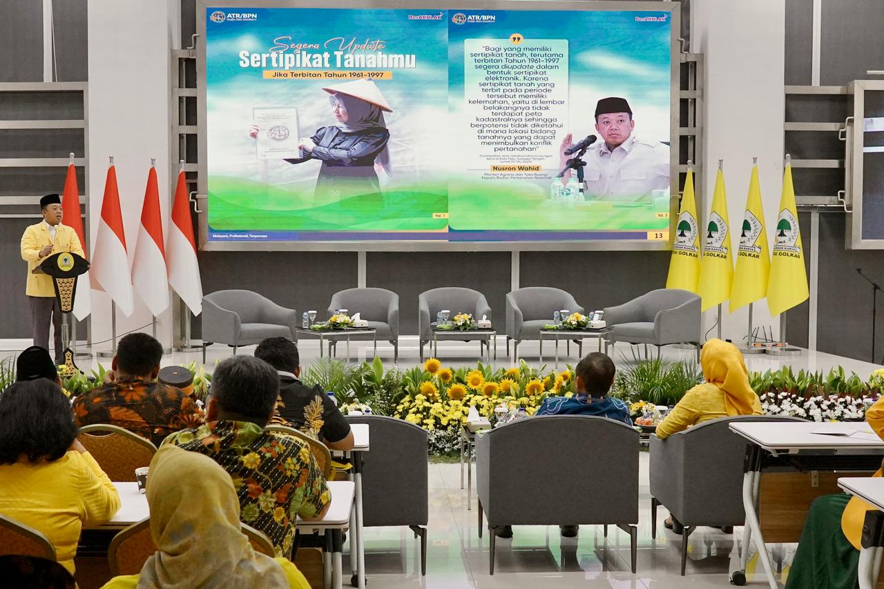 Jadi Pembicara Seminar DPP Golkar, Nusron Wahid: Reforma Agraria Upaya Kurangi Kemiskinan