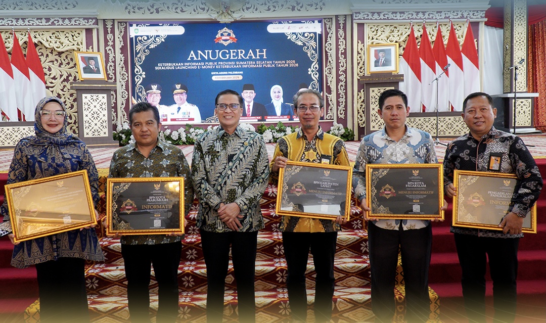 BPN Sumsel Raih Penghargaan Monev Keterbukaan Informasi Publik 2025