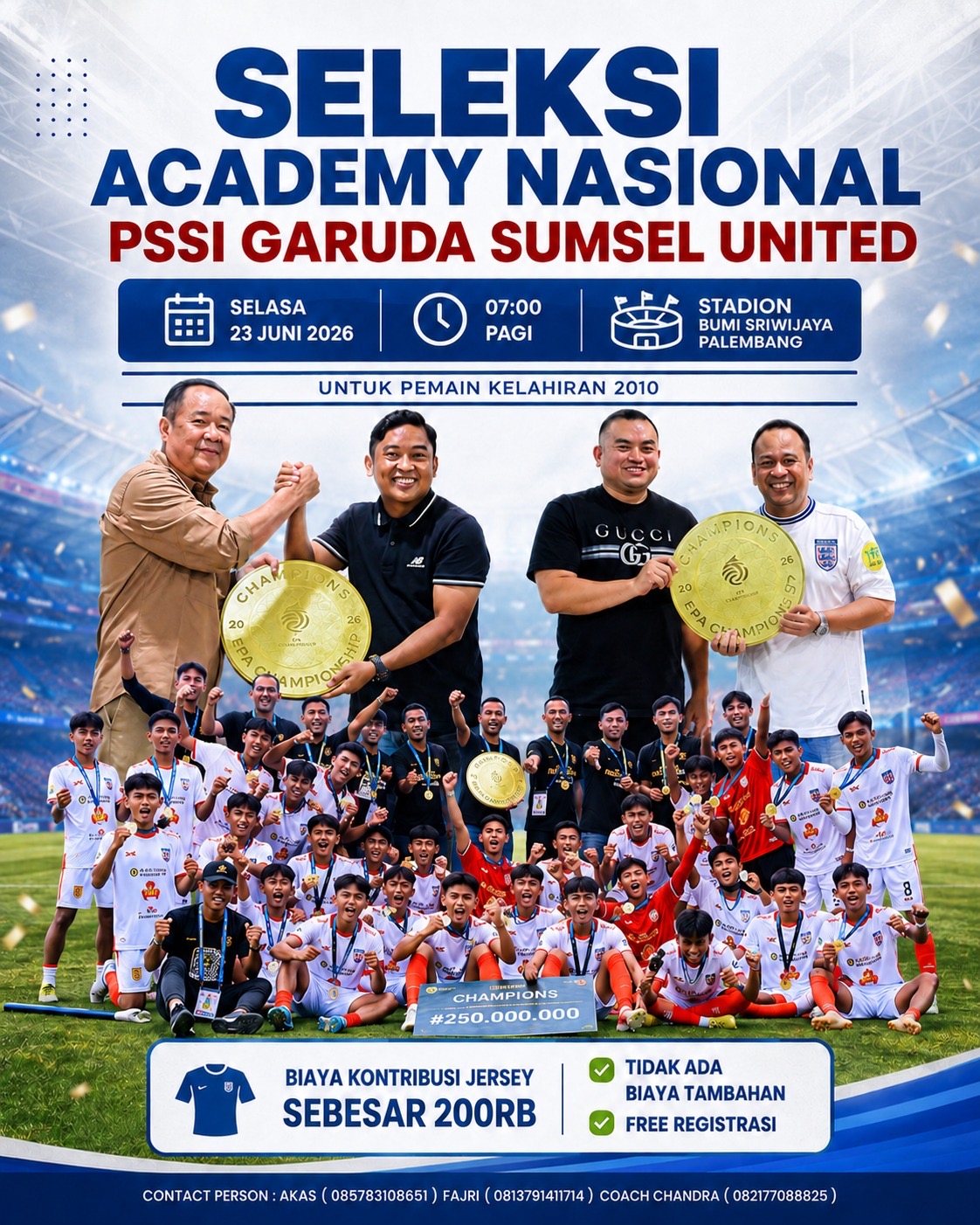 Yuk Ikut Seleksi Terbuka Sumsel United U-19 dan Garuda United Academy, Terbuka Jalur Umum dan Undangan